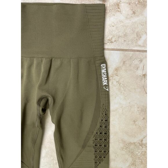 Gymshark NWOT Flex Dry Knit Cutout Workout Set small Olive Green 2 Piece - Picture 13 of 15